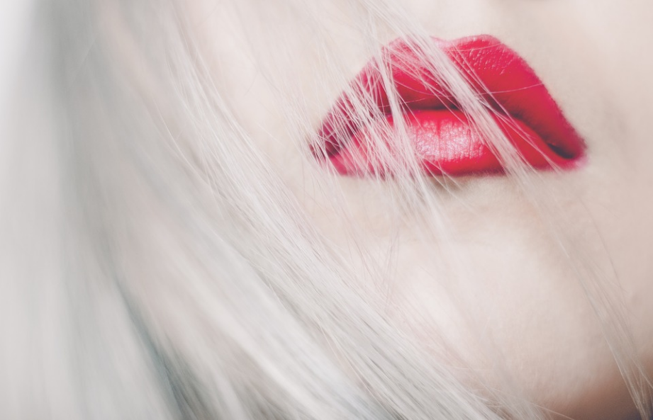 a closeup shot of red lips